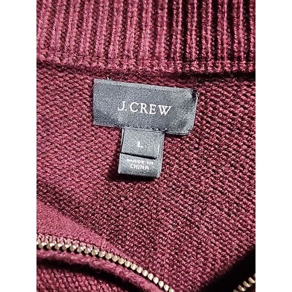 J Crew Sweater Mens‎ Large Maroon 1/4 Zip Pullover Cotton Knit Minimal Basic - Picture 5 of 16